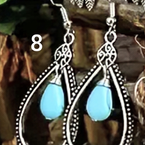 Bohemian Earrings Western Dangle Blue Silver Boho Cowgirl Earrings Rodeo Jewelry - Picture 9 of 16
